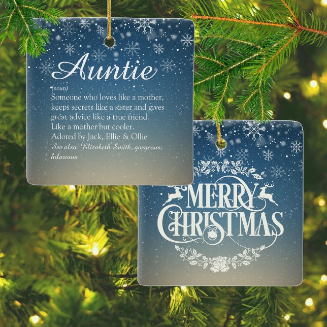 Beste Tante, Tante definiert Schneeflocken Keramikornament (Best Ever Aunt Auntie Definition Snowflakes Ceramic Ornament)