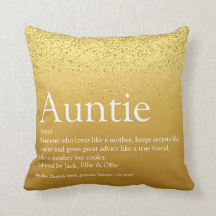 Beste Tante, Tante Definition Gold Glitzer Girl Kissen