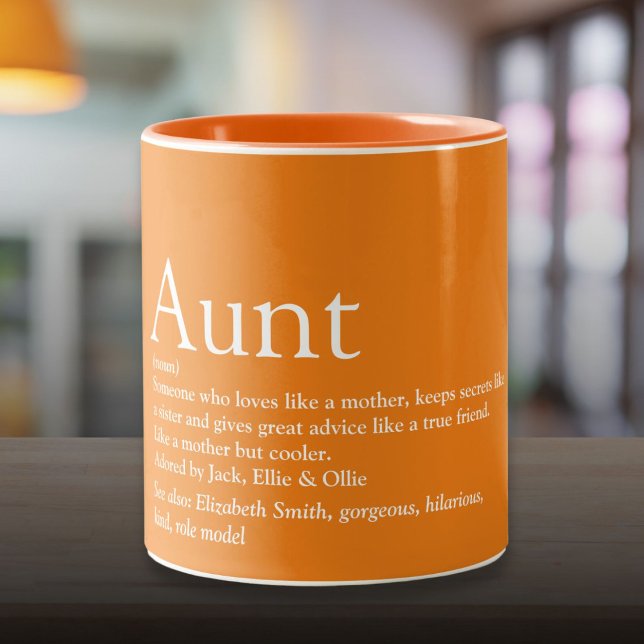 Beste Tante Tante Spaß Definition Angebot Zweifarbige Tasse (Best Ever Aunt Auntie Fun Definition Quote Orange Two-Tone Coffee Mug)