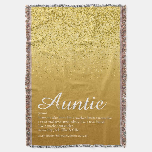 Beste Tante Tante Tante Definition Gold Glitzer Decke (Vorderseite Vertikal)