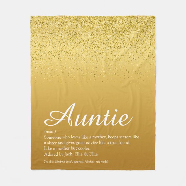 Beste Tante Tante Tante Definition Gold Glitzer Fleecedecke (Vorderseite)