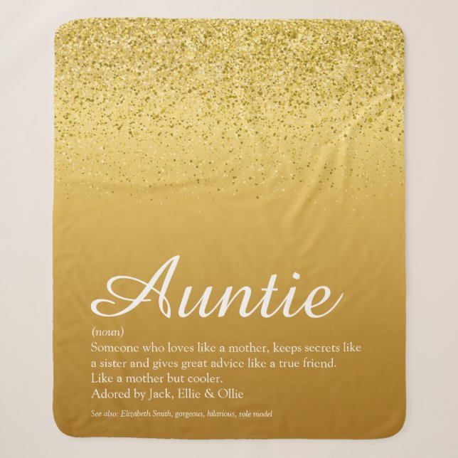 Beste Tante Tante Tante Definition Gold Glitzer Sherpadecke (Vorderseite)