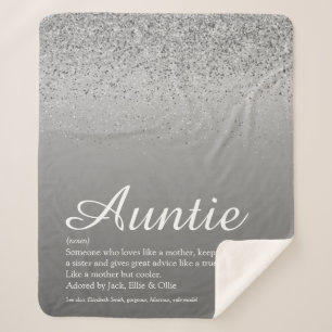 Beste Tante Tuntie Definition Silver Glitzer Sherpadecke