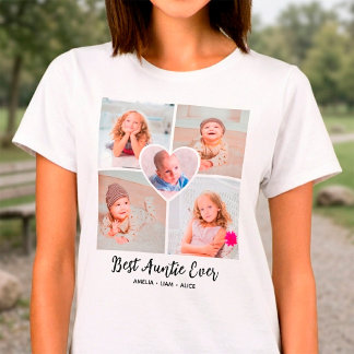 Beste Tante überhaupt Personalisierte 5-Foto-Colla T-Shirt