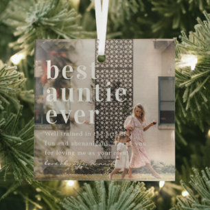 Beste Tante überhaupt Zitat & Foto-Geschenk Ornament Aus Glas