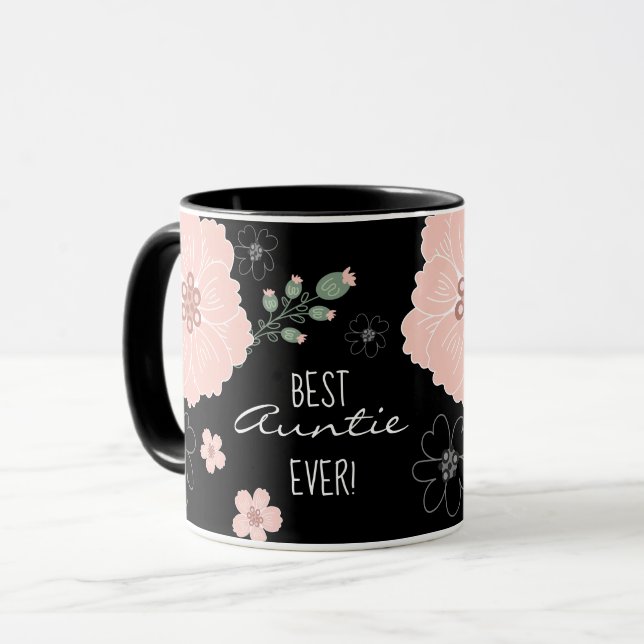 Beste Tasse für Tante und Blume (Vorderseite Links)