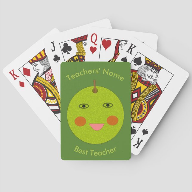 Beste Teacher Happy Apple Custom Playing Cards Spielkarten (Rückseite)