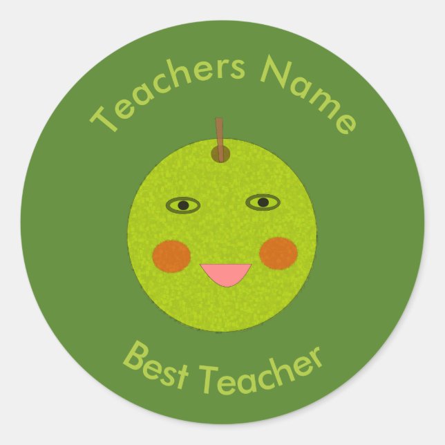 Beste Teacher Happy Apple Stickers (Vorderseite)