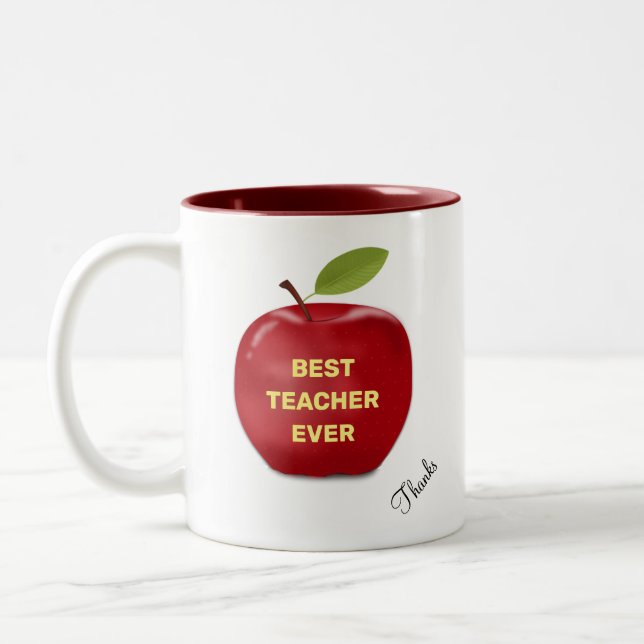 Beste Teacher je & Red Apple Zwei-Tone-Kaffee-Tass Zweifarbige Tasse (Links)