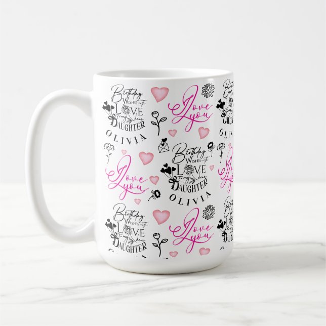Beste Tochter Geburtstag Benutzerdefinierter Text Kaffeetasse (Links)