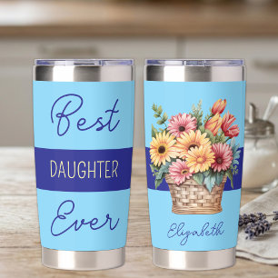 Beste Tochter je gerbera Blume blau Thermobecher