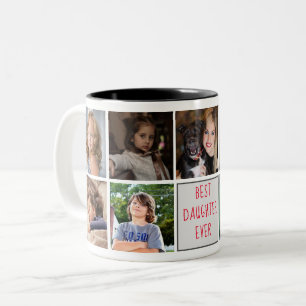 Beste Tochter je Monogram Fotolage Trendy Zweifarbige Tasse