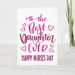 Beste Tochter je Nurses Day Typografie in Pink Karte
