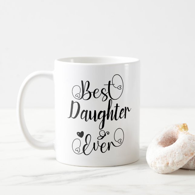 Beste Tochter je Typografie-Script Kaffeetasse (Mit Donut)
