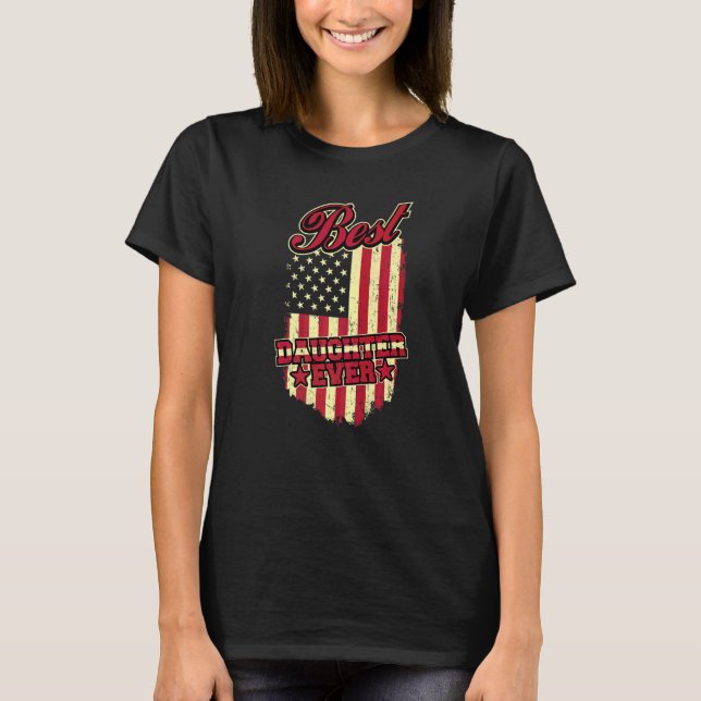 Beste Tochter überhaupt Patriotische Vintage-ameri T-Shirt (Vorderseite)