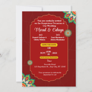 Beste traditionelle Hochzeitskarte in Rot Einladung