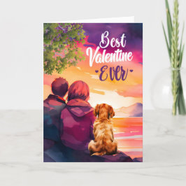 Beste Valentine je junges Paar und Hund Feiertagskarte