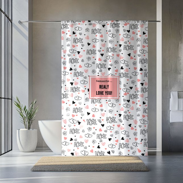 Beste Valentinsgeschenk Herz Skizze Liebesregen Duschvorhang (Best Valentine’s Gift Heart Sketch Love Shower Curtain)