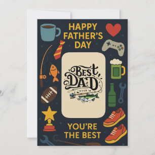 Beste Vater Fishing Fighter Day Flat Cards Einladung