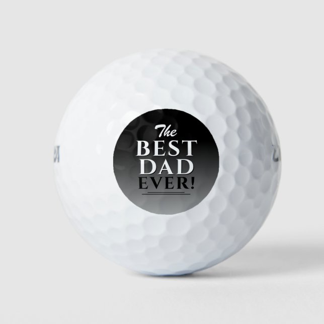 Beste Vater Schwarz & Weiß Typografie Gradient Vat Golfball (Vorderseite)