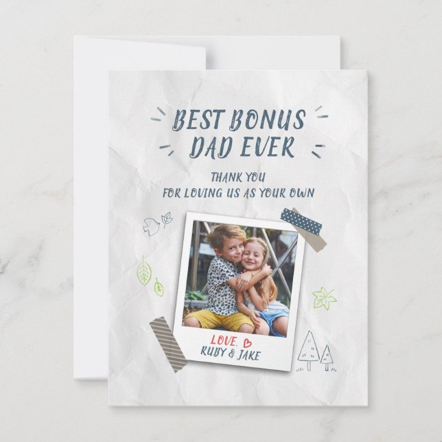 Beste Vater Vathers Day Stepdad Custom Foto Card (Vorderseite)