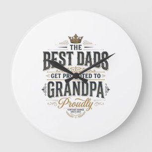 Beste Väter zum Opa befördert Vintage-Shirt-Design Große Wanduhr