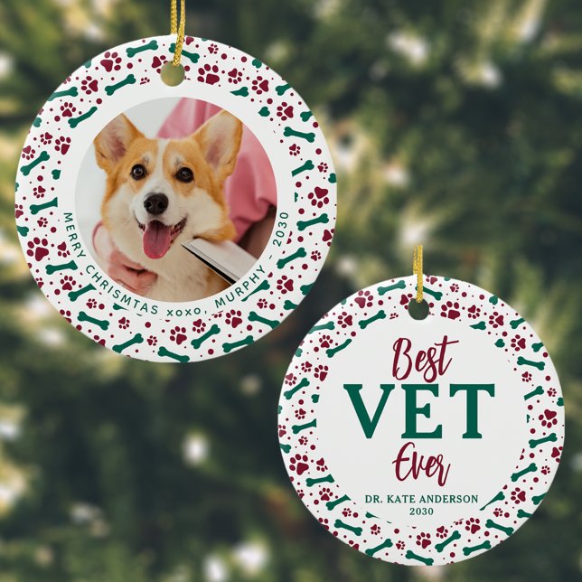 Beste VET je Paw Prints Dog Pet Foto Veterinär Keramik Ornament (Von Creator hochgeladen)