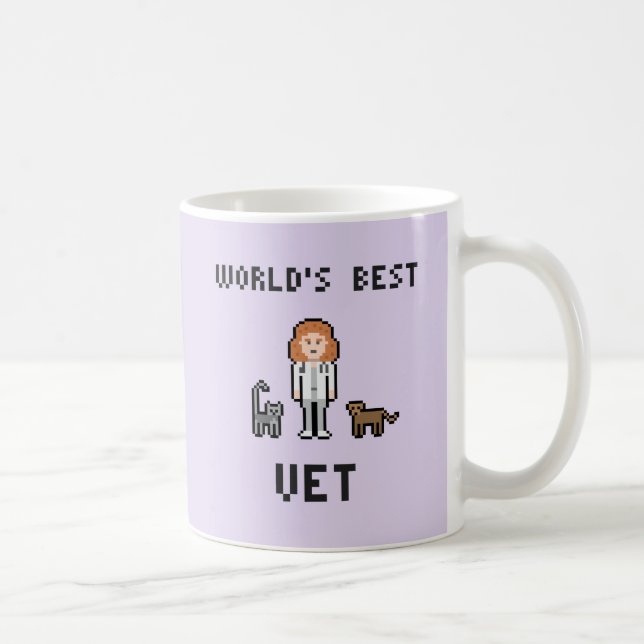 Beste weibliche der Tierarzt-Tasse der Pixel-Welt Kaffeetasse (Rechts)
