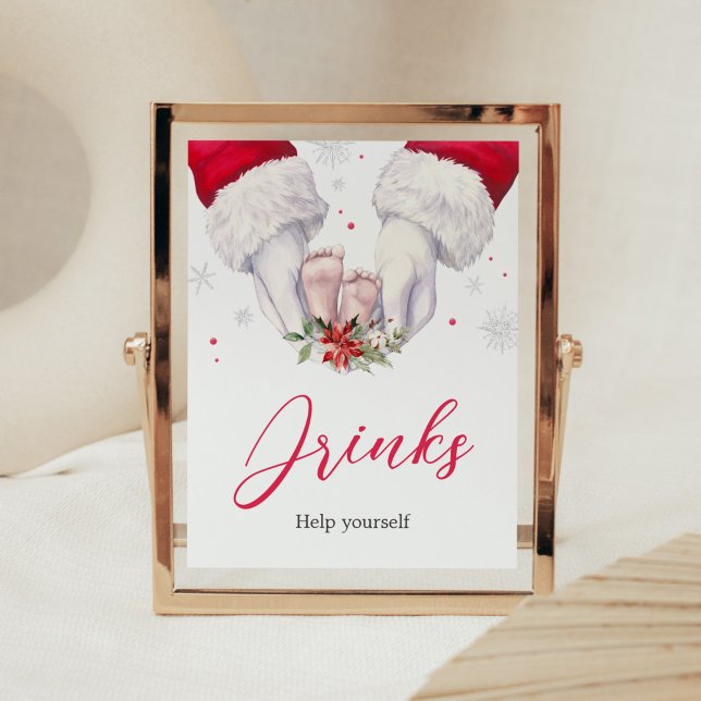 Beste Weihnachtsgeschenke Baby Duschtränke Poster (Santa Christmas Greatest Gift Baby Shower Drinks Sign)