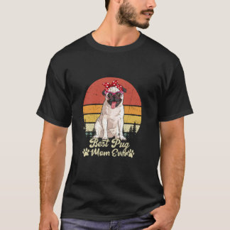Beste weiße Pug-Mutter überhaupt Vintage Retro Hun T-Shirt