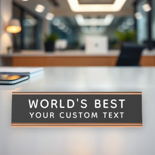 Beste Welt Individueller Text Schwarz Büro Schreibtischnamensplakette