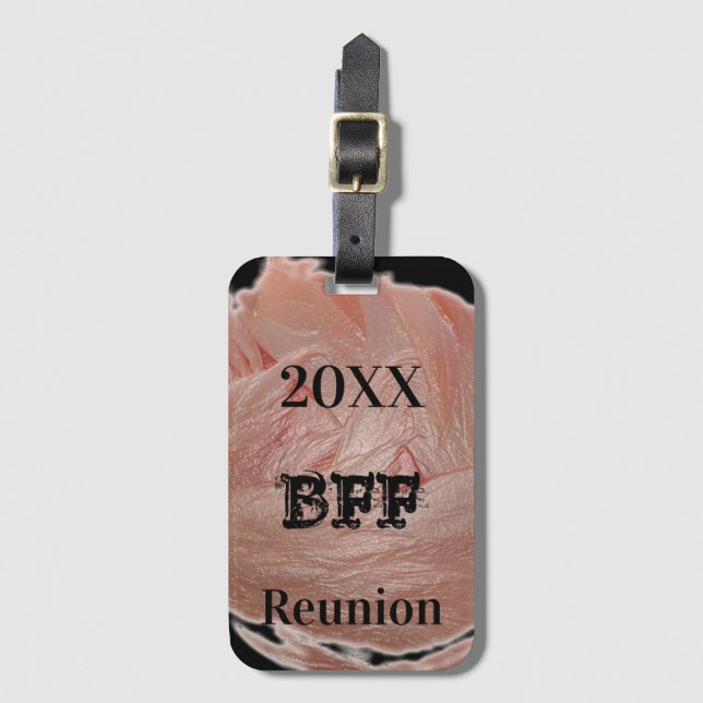 Beste Wiedersehen Trip Girl Event Pasta Rosa Gepäckanhänger (Vorderseite Vertikal)
