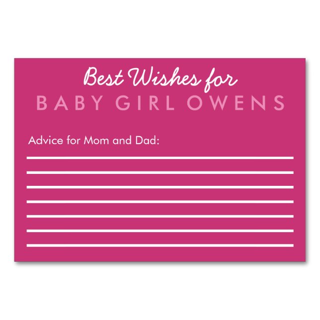 Beste Wünsche für die Baby Advertising Card Tischnummer (Vorderseite)