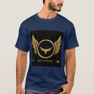 Beste Wünsche Gedrucktes Goldadler-Bild Marineblau T-Shirt