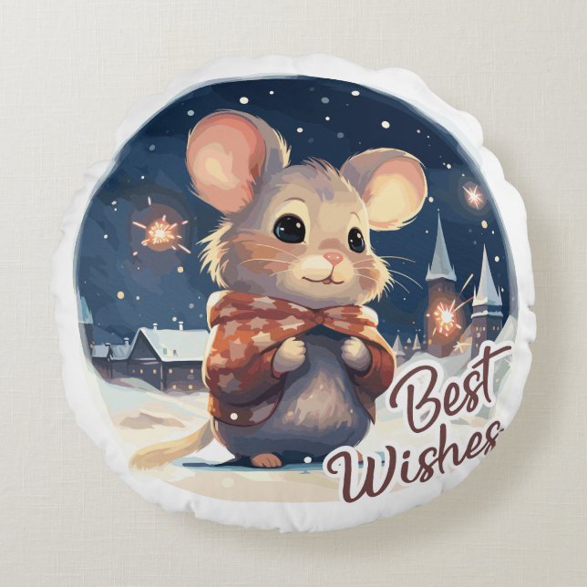 Beste Wünsche Rundes Kissen (Vorderseite)