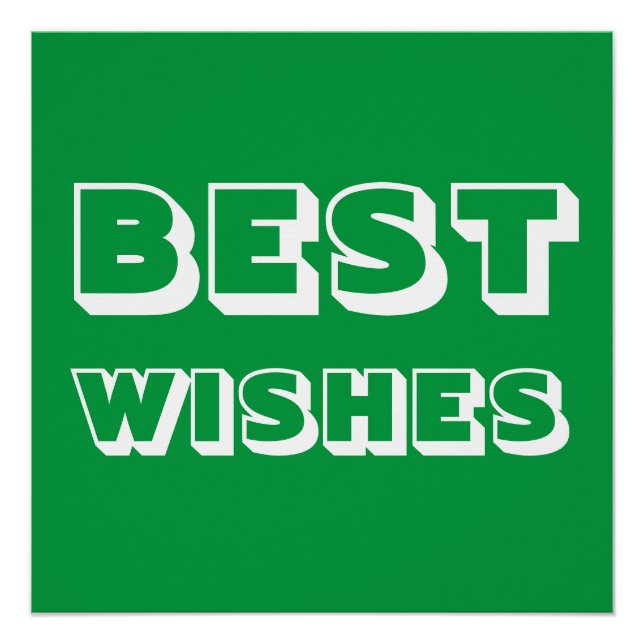 Beste Wünsche, Viel Glück, grünes Weiß Poster (Vorderseite)