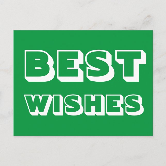Beste Wünsche, Viel Glück, grünes Weiß Postkarte (Vorderseite)