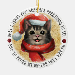 Beste Wunschkatze beidseitig Keramik Ornament