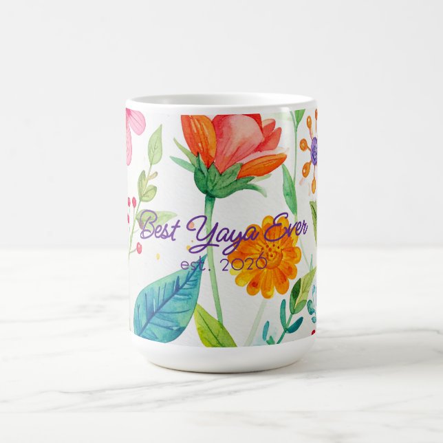 Beste Yaya Muttertag Helle Blumen  Kaffeetasse (Mittel)