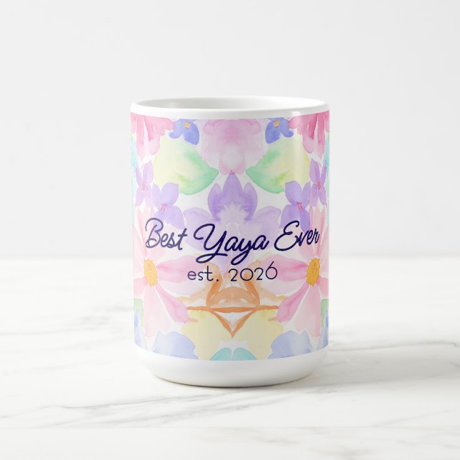 Beste Yaya Muttertag Wasserfarben Blumen  Kaffeetasse (Mittel)