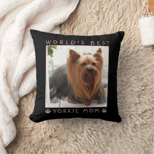 Beste Yorkshire-Terrier-Mama der Welt Rosa Graue P Kissen
