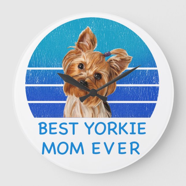 Beste Yorkshire Terrier Mom Große Wanduhr (Vorderseite)