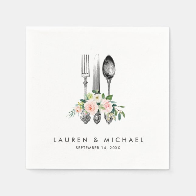 Besteck Blumengrün Hochzeitsnapkins Serviette (Vorderseite)