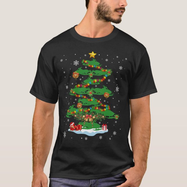 Besteever Snowmobile Schlitten Weihnachtsbaum Weih T-Shirt (Vorderseite)