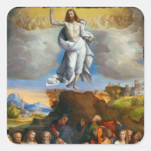 Besteigung in goldene Wolken Quadratischer Aufkleber