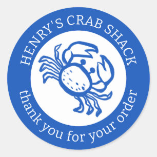 BESTELLEN DANKEN SIE Crab Beach Blue White CUSTOM Runder Aufkleber