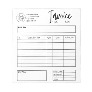 Bestellformular Benutzerdefiniertes Logo-Geschäft Notizblock