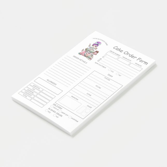 Bestellformular für die Bestellung von Bäckereien Post-it Klebezettel (angewinkelt)