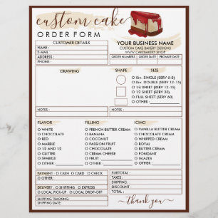 Bestellformular für Erdbeerkäsekuchen der Bäckerei Flyer