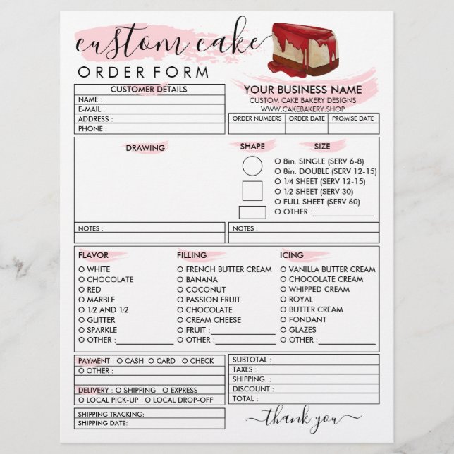 Bestellformular für Käsekuchen der Bäckerei Flyer (Vorne)